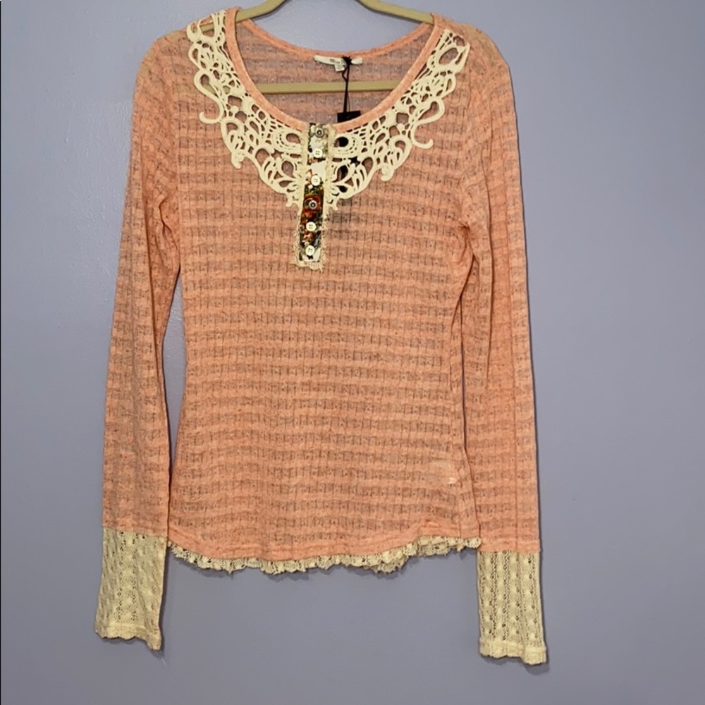 Miss Me Pink Long Sleeve Shirt Size Large